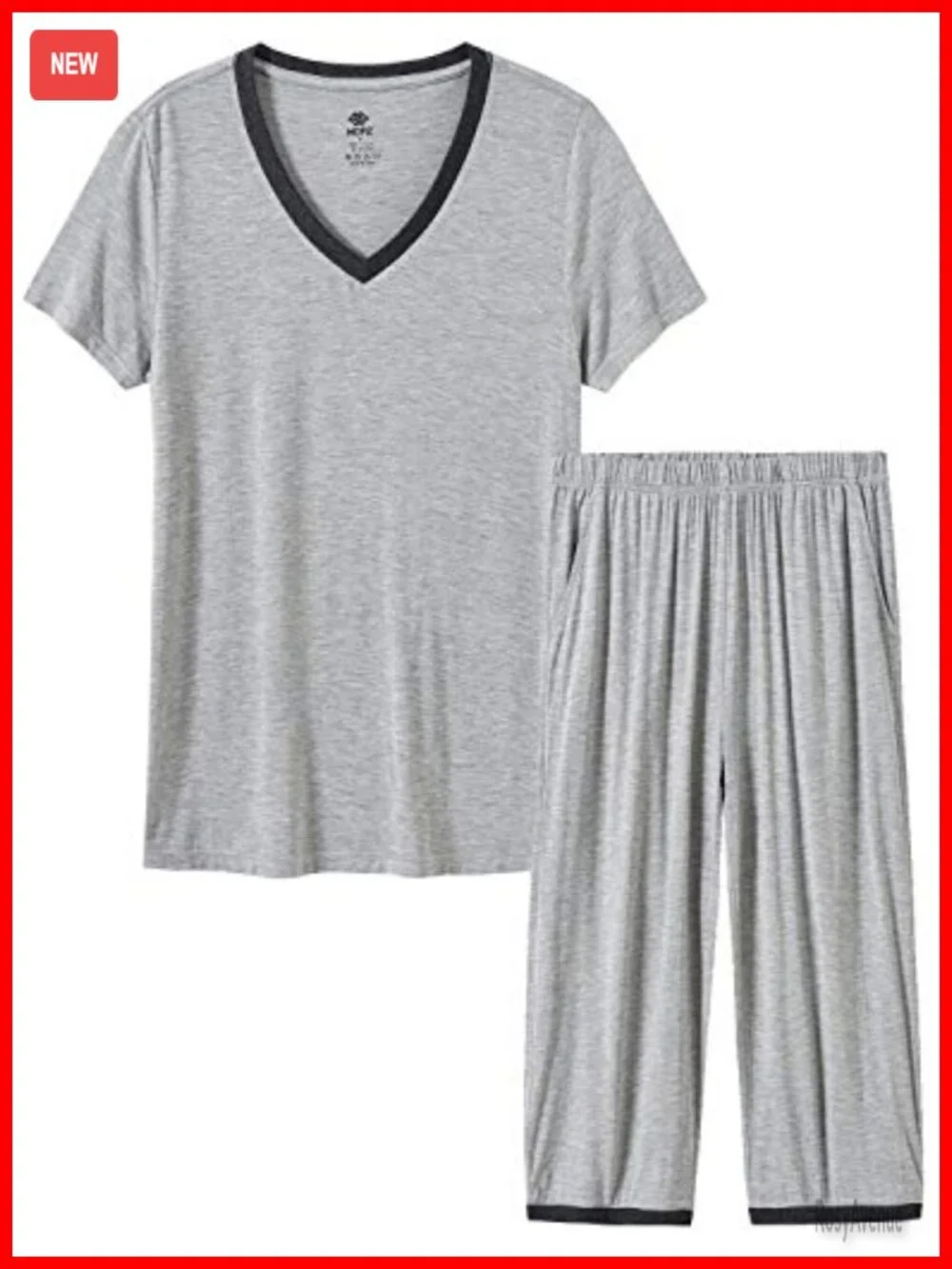 Women's Pajama Set Short Sleeve Top Capri Pants Lightweight Sleepwear Lounge